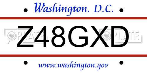 Z48GXD District Of Columbia License Plate