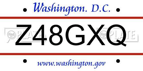 Z48GXQ District Of Columbia License Plate