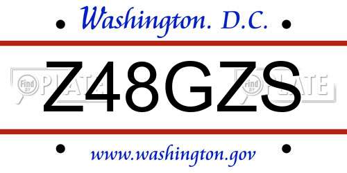 Z48GZS District Of Columbia License Plate