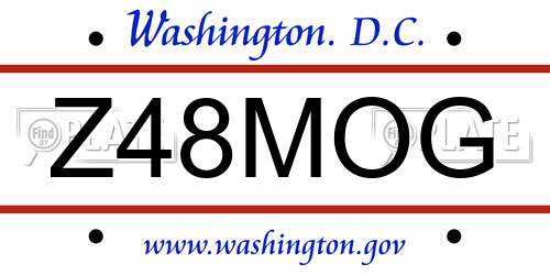 Z48MOG District Of Columbia License Plate