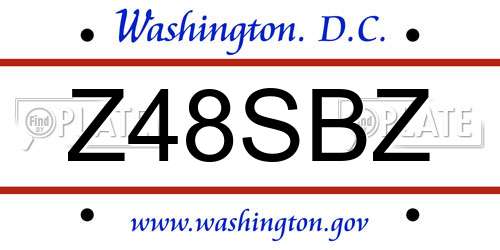 Z48SBZ District Of Columbia License Plate