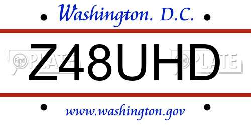 Z48UHD District Of Columbia License Plate