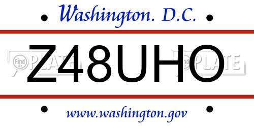 Z48UHO District Of Columbia License Plate