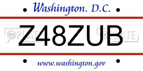 Z48ZUB District Of Columbia License Plate