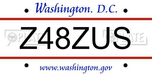 Z48ZUS District Of Columbia License Plate