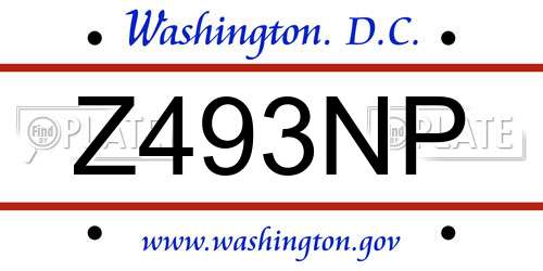 Z493NP District Of Columbia License Plate