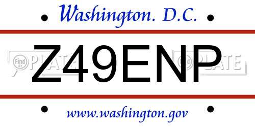 Z49ENP District Of Columbia License Plate