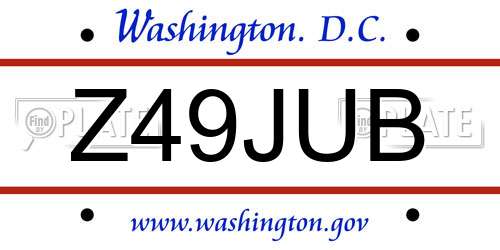 Z49JUB District Of Columbia License Plate