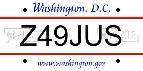 Z49JUS District Of Columbia License Plate