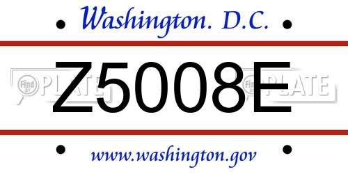 Z5008E District Of Columbia License Plate