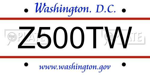 Z500TW District Of Columbia License Plate