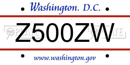 Z500ZW District Of Columbia License Plate