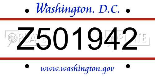 Z501942 District Of Columbia License Plate