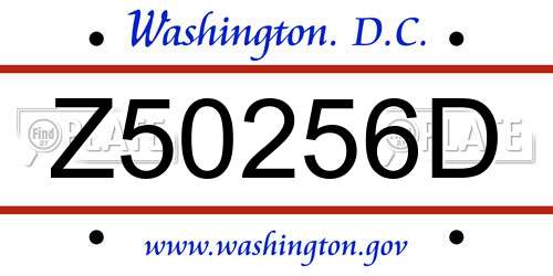 Z50256D District Of Columbia License Plate