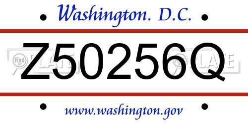 Z50256Q District Of Columbia License Plate