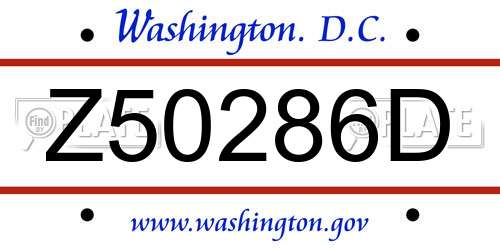 Z50286D District Of Columbia License Plate