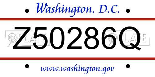 Z50286Q District Of Columbia License Plate