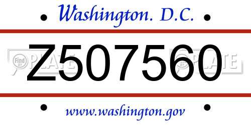 Z507560 District Of Columbia License Plate