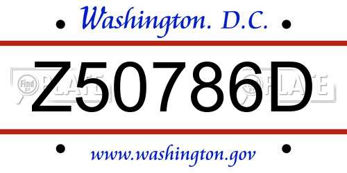 Z50786D District Of Columbia License Plate