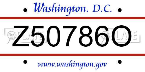 Z50786O District Of Columbia License Plate