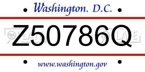 Z50786Q District Of Columbia License Plate