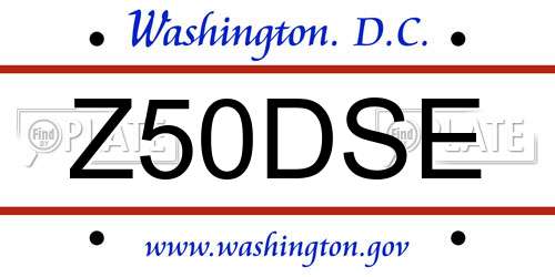 Z50DSE District Of Columbia License Plate