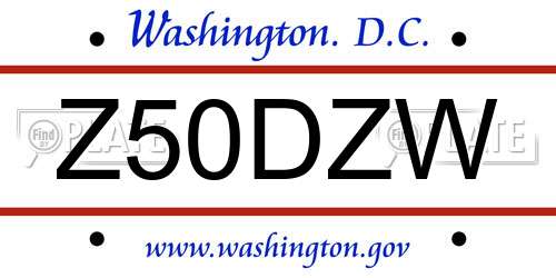 Z50DZW District Of Columbia License Plate