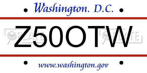 Z50OTW District Of Columbia License Plate