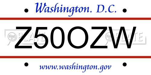 Z50OZW District Of Columbia License Plate