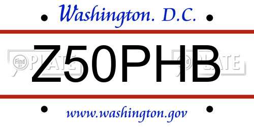 Z50PHB District Of Columbia License Plate