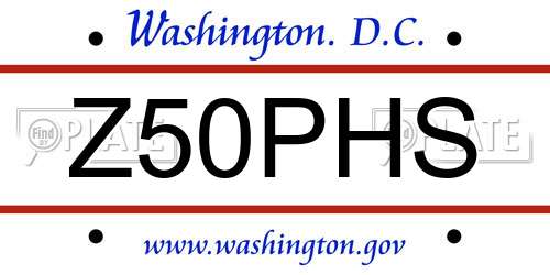 Z50PHS District Of Columbia License Plate