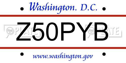 Z50PYB District Of Columbia License Plate