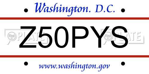 Z50PYS District Of Columbia License Plate