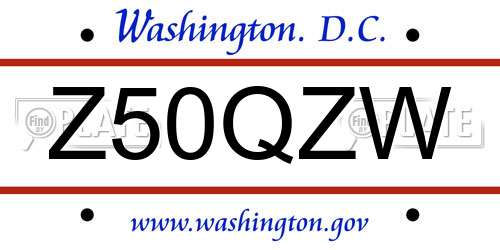 Z50QZW District Of Columbia License Plate