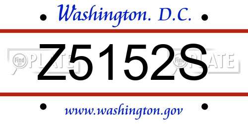 Z5152S District Of Columbia License Plate