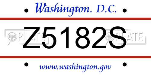 Z5182S District Of Columbia License Plate