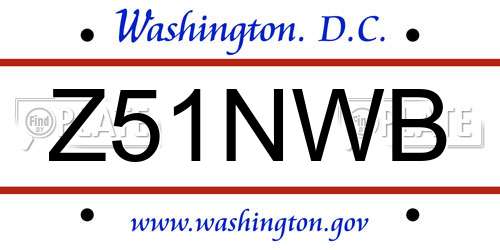 Z51NWB District Of Columbia License Plate