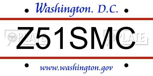 Z51SMC District Of Columbia License Plate