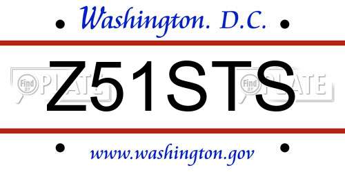 Z51STS District Of Columbia License Plate