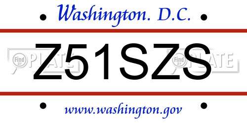 Z51SZS District Of Columbia License Plate