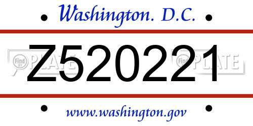 Z520221 District Of Columbia License Plate