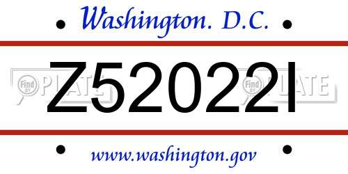Z52022I District Of Columbia License Plate