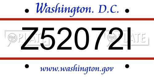 Z52072I District Of Columbia License Plate