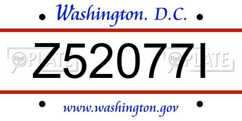 Z52077I District Of Columbia License Plate