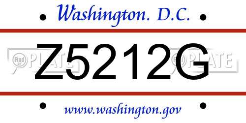 Z5212G District Of Columbia License Plate