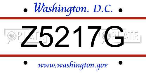 Z5217G District Of Columbia License Plate