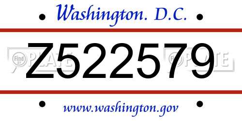 Z522579 District Of Columbia License Plate