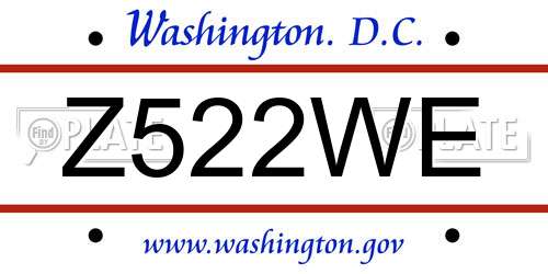 Z522WE District Of Columbia License Plate