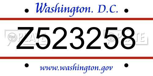 Z523258 District Of Columbia License Plate