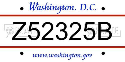 Z52325B District Of Columbia License Plate